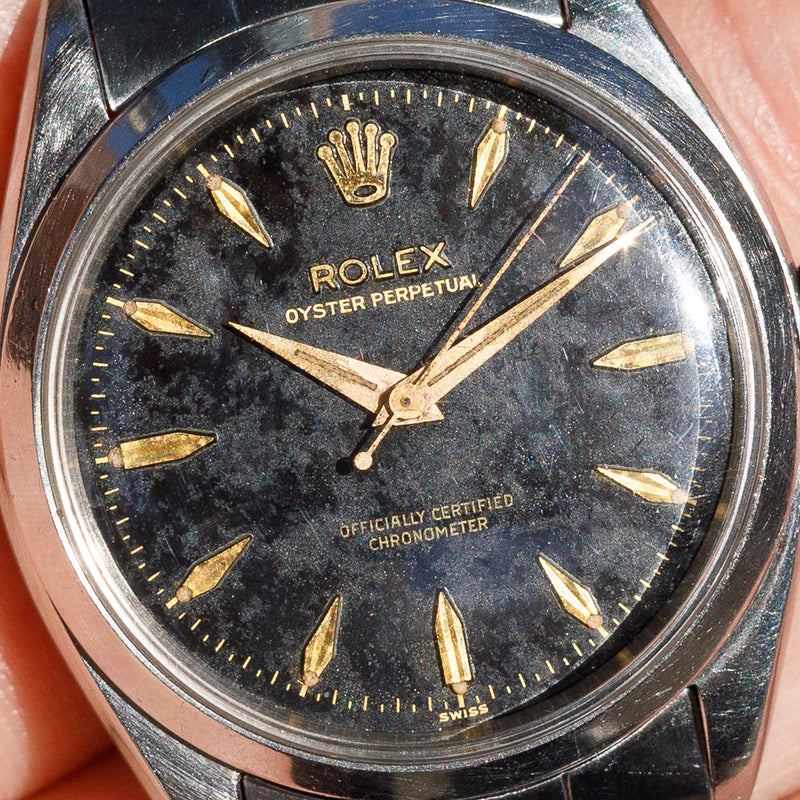 ROLEX OYSTER PERPETUAL Ref.6564 Black Gilt Dial