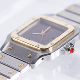 CARTIER LM Santos Carree Burgundy Ref.2961 w.Serivice BOX