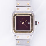 CARTIER LM Santos Carree Burgundy Ref.2961 w.Serivice BOX