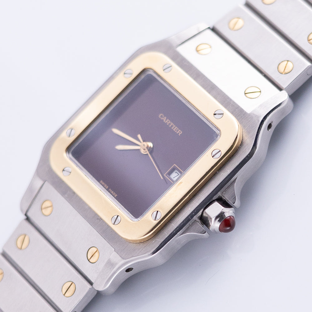 CARTIER LM Santos Carree Burgundy Ref.2961 w.Serivice BOX
