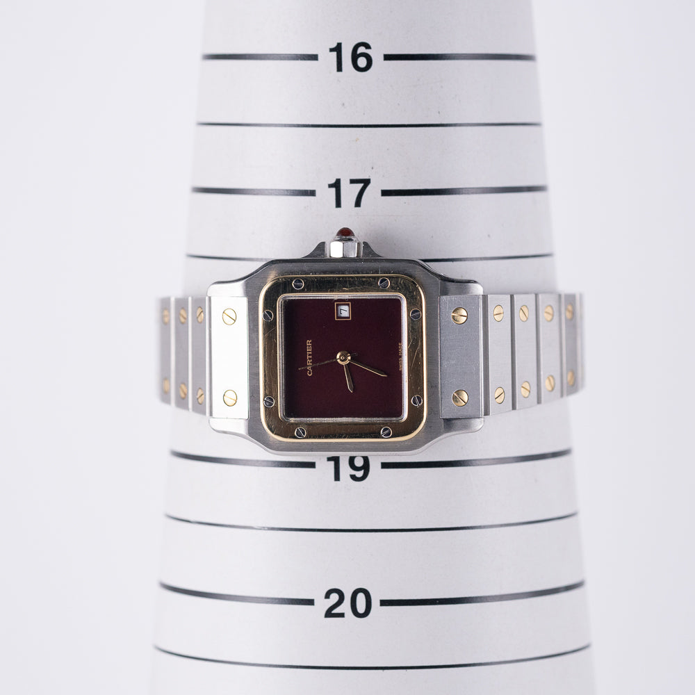 CARTIER LM Santos Carree Burgundy Ref.2961 w.Serivice BOX