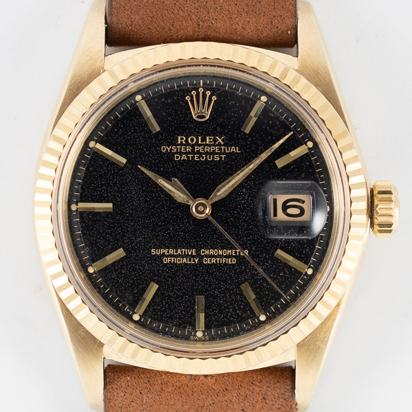 ROLEX DATEJUST Ref.1601 14K Yellow Gold Black Gilt Dial – TIMEANAGRAM