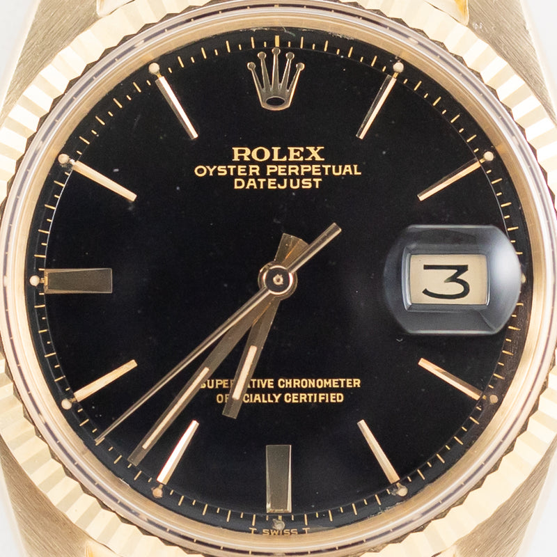 ROLEX DATEJUST Ref.1601 18K Yellow Gold Black Gilt DOORSTOP Dial