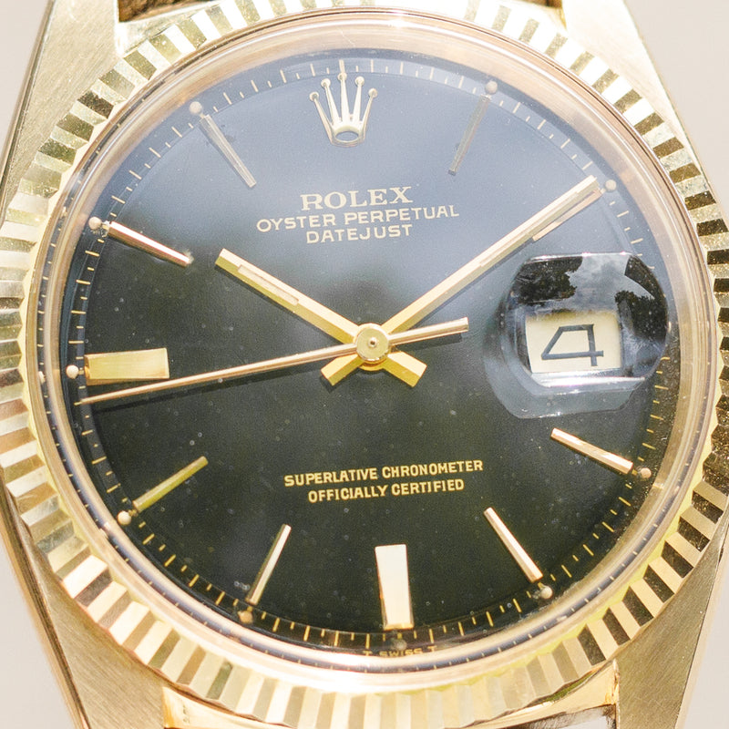 ROLEX DATEJUST Ref.1601 18K Yellow Gold Black Gilt DOORSTOP Dial