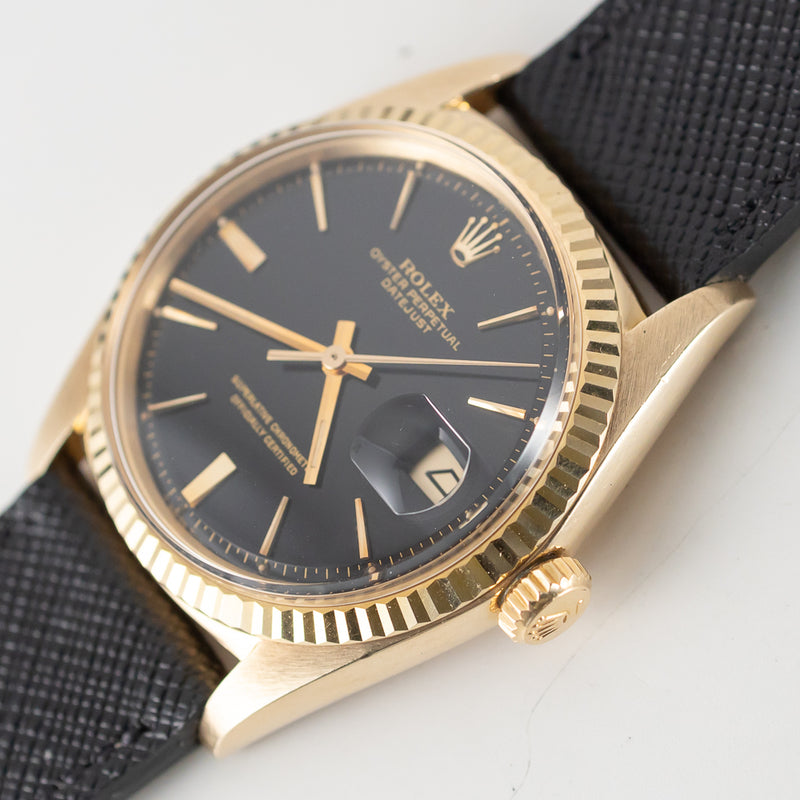 ROLEX DATEJUST Ref.1601 18K Yellow Gold Black Gilt DOORSTOP Dial