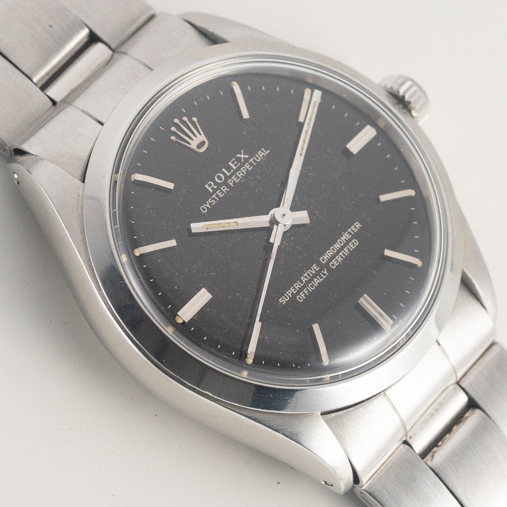 ROLEX OYSTER PERPETUAL Ref.1002 Black Gilt Dial – TIMEANAGRAM