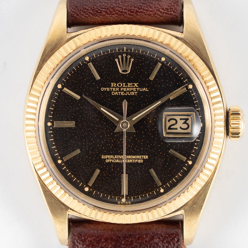 ROLEX DATEJUST Ref.1601 Black Gilt Dial 14K Yellow Gold