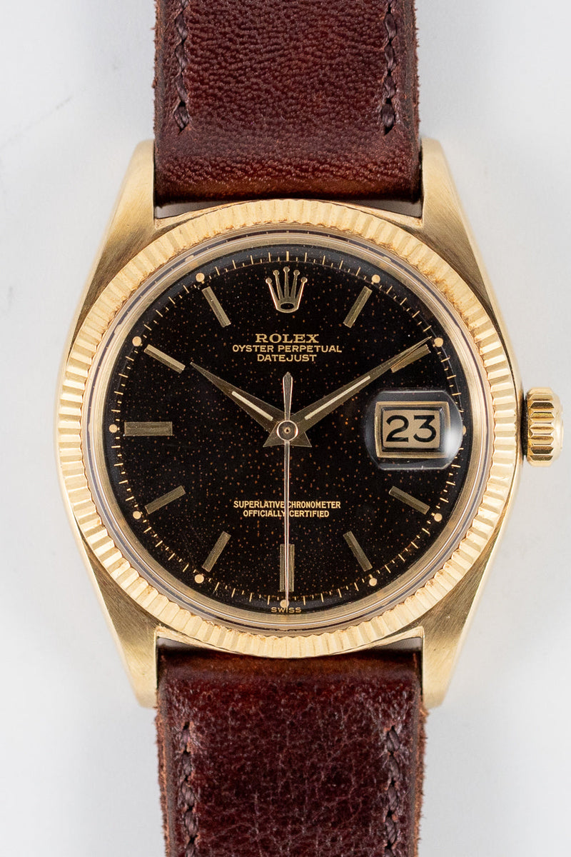 ROLEX DATEJUST Ref.1601 Black Gilt Dial 14K Yellow Gold