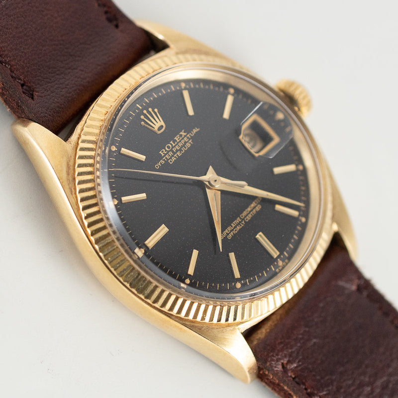 ROLEX DATEJUST Ref.1601 Black Gilt Dial 14K Yellow Gold