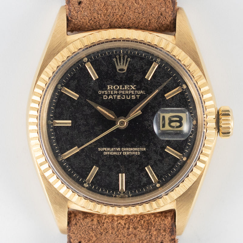 ROLEX DATEJUST Ref.1601 18K Yellow Gold Black Gilt Dial