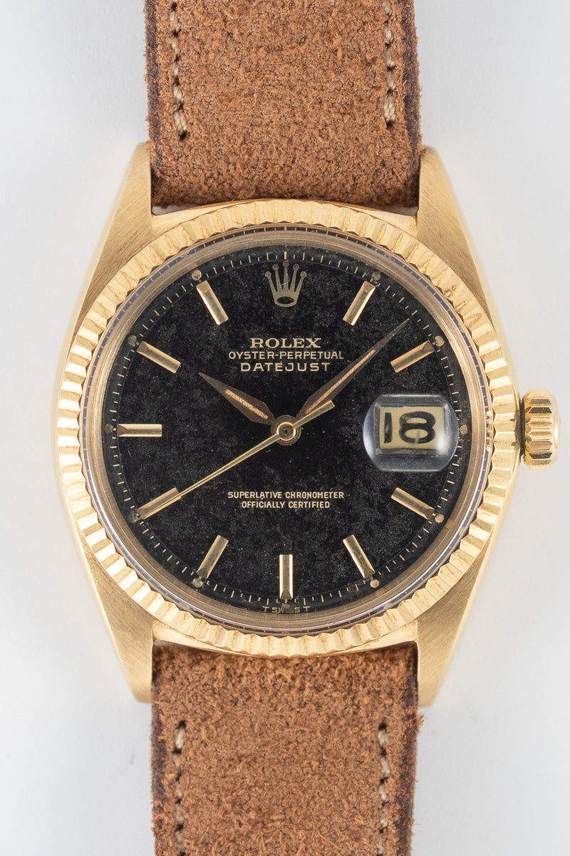 ROLEX DATEJUST Ref.1601 18K Yellow Gold Black Gilt Dial