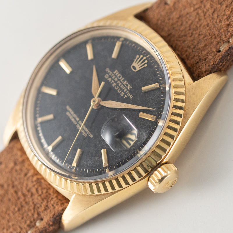 ROLEX DATEJUST Ref.1601 18K Yellow Gold Black Gilt Dial