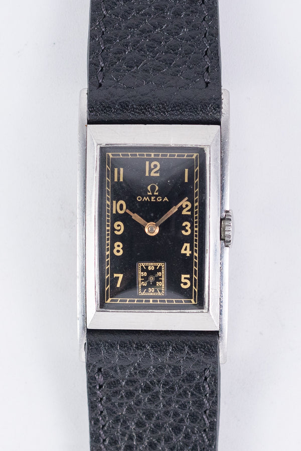 OMEGA T17 Black Gilt Dial Reverse Covered Lugs