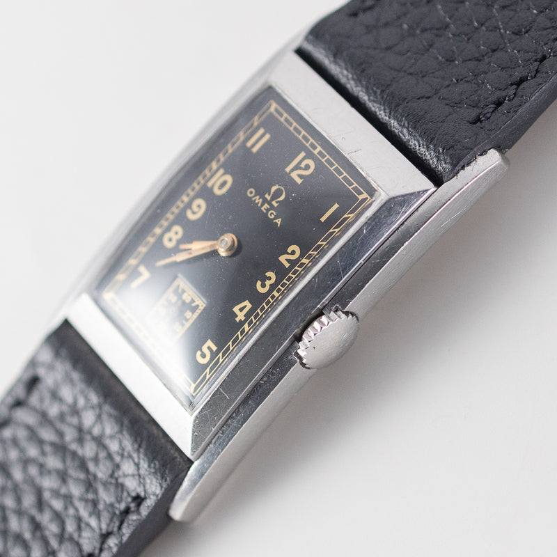 OMEGA T17 Black Gilt Dial Reverse Covered Lugs