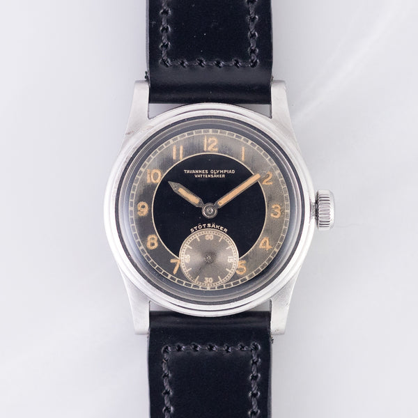 TAVANNES Bulls eye Black Gilt Dial