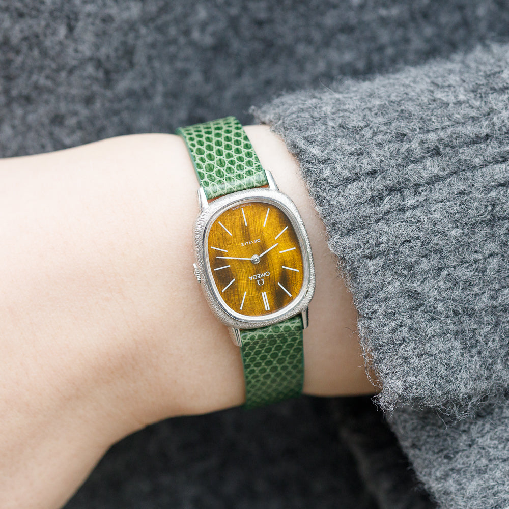 OMEGA DE VILLE tiger eye stone Ref.1031 18K White Gold