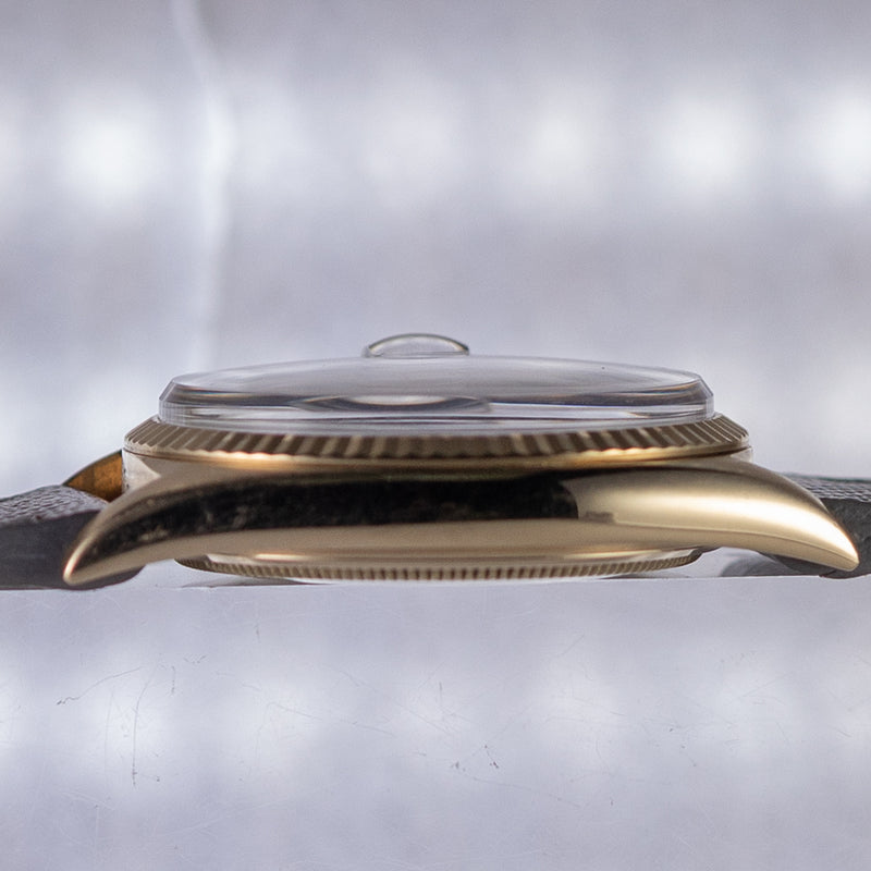 ROLEX DATEJUST Big Coronet Black Gilt Dial 14KYG Ref.1601