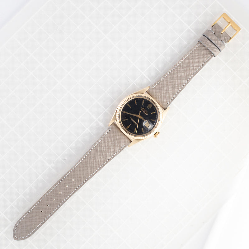 ROLEX DATEJUST Big Coronet Black Gilt Dial 14KYG Ref.1601