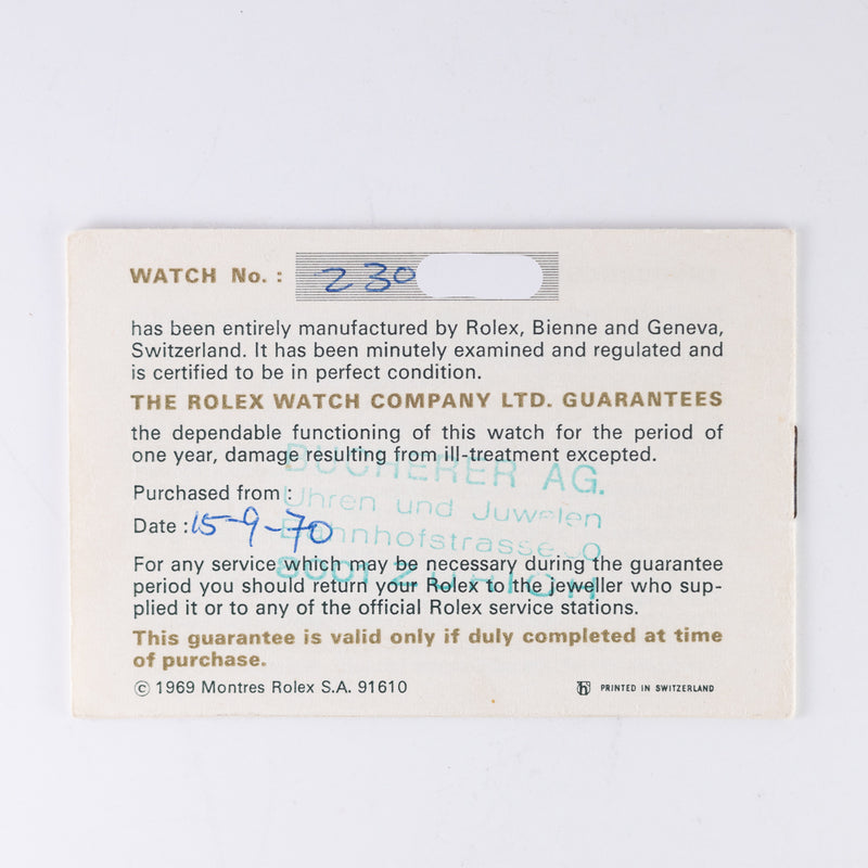 ROLEX OYSTER PERPETUAL DATE Ref.1500 w.BOX and Warranty Paper