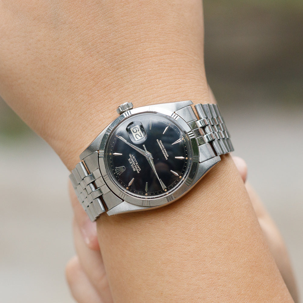 ROLEX DATEJUST Ref.1603 Bamboo Bezel Black Gilt Dial