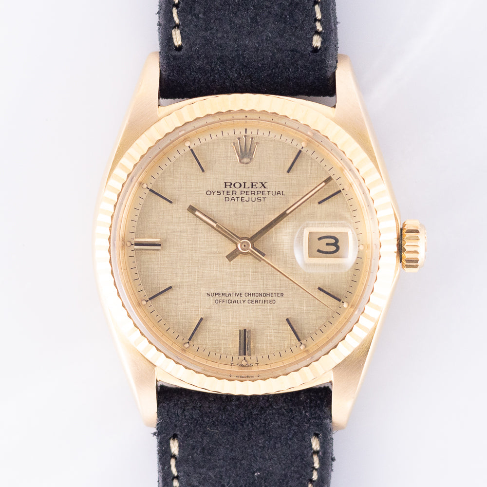 ROLEX DATEJUST Ref.1601 Linen Dial 18K Yellow Gold