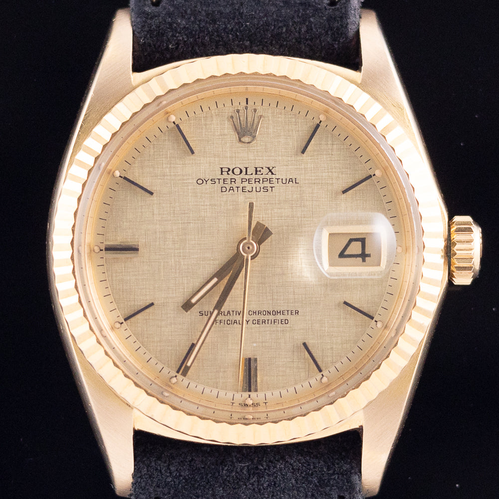 ROLEX DATEJUST Ref.1601 Linen Dial 18K Yellow Gold