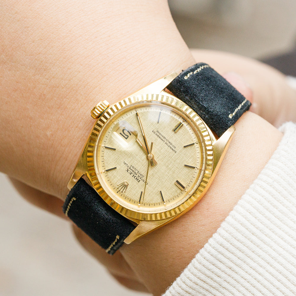 ROLEX DATEJUST Ref.1601 Linen Dial 18K Yellow Gold