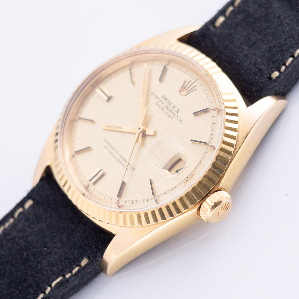 ROLEX DATEJUST Ref.1601 Linen Dial 18K Yellow Gold