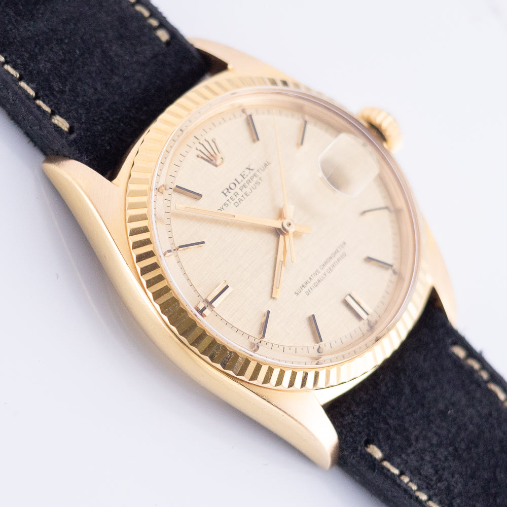 ROLEX DATEJUST Ref.1601 Linen Dial 18K Yellow Gold