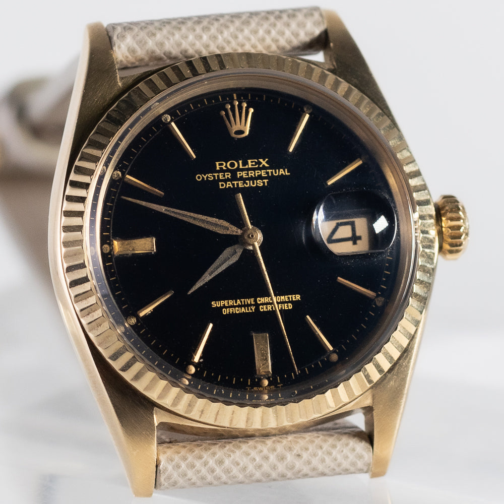 ROLEX DATEJUST Ref.1601 14K Yellow Gold Black Gilt DOORSTOP Dial