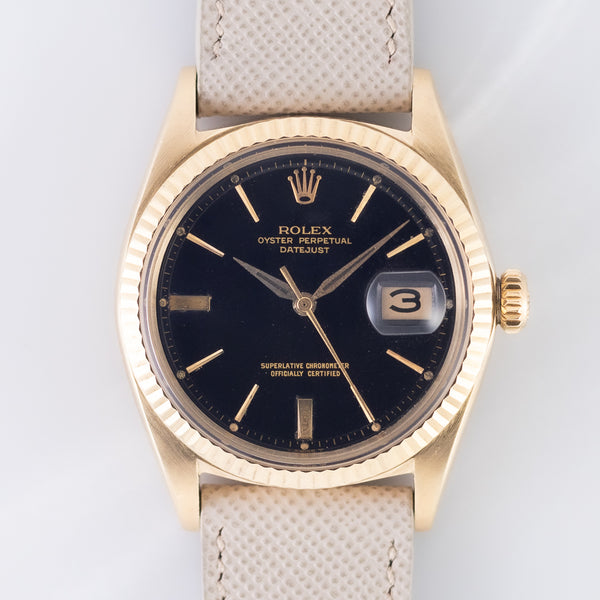 ROLEX DATEJUST Ref.1601 14K Yellow Gold Black Gilt DOORSTOP Dial