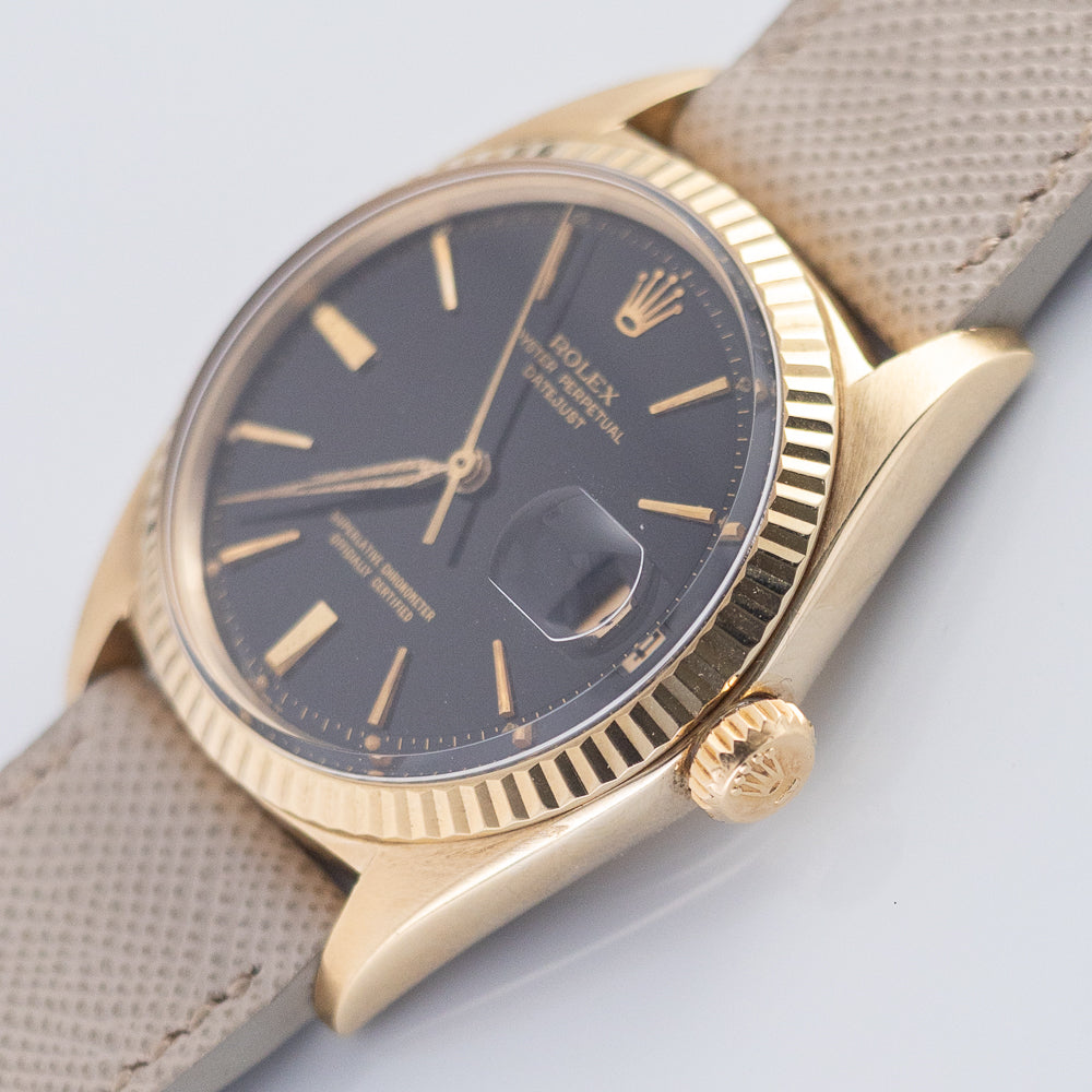 ROLEX DATEJUST Ref.1601 14K Yellow Gold Black Gilt DOORSTOP Dial