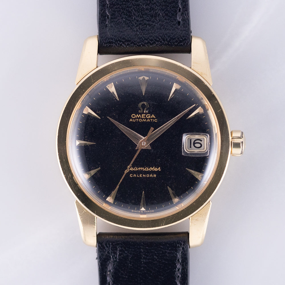 OMEGA Seamaster Ref.2849 18K Yellow Gold Black Gilt Dial w.Box and Paper
