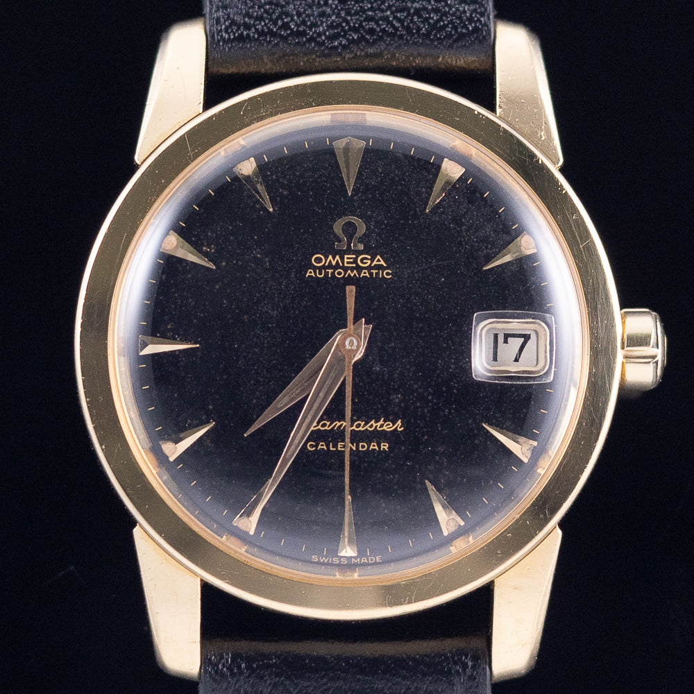 OMEGA Seamaster Ref.2849 18K Yellow Gold Black Gilt Dial w.Box and Paper