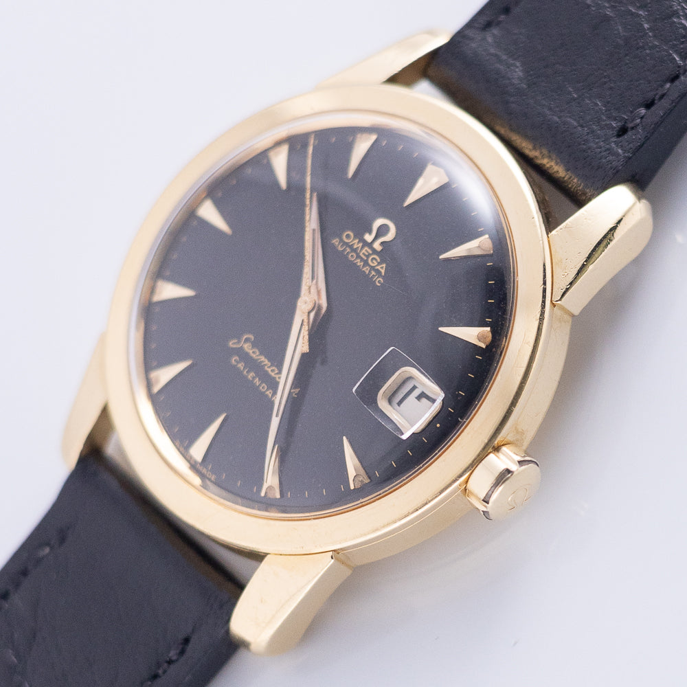 OMEGA Seamaster Ref.2849 18K Yellow Gold Black Gilt Dial w.Box and Paper