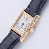 CARTIER PM Mini TANK Louis Cartier Pave Diamond Bezel Ref.828001