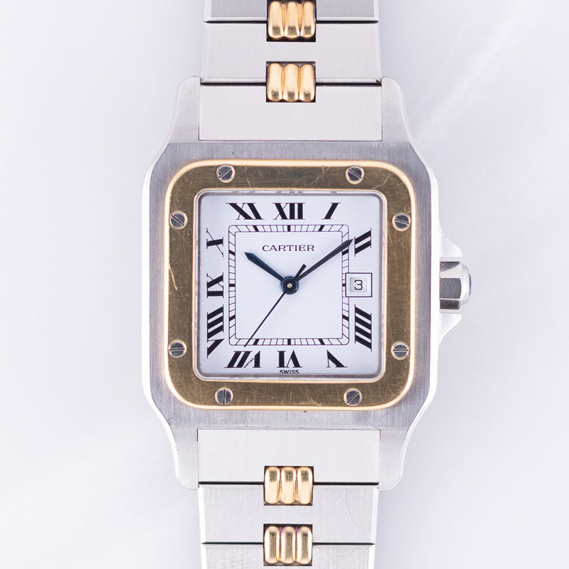【Cartier】santos de Cartier LM 余りコマ1つ CARTIER LM Santos Ref.2961 AUTOMATIC Godron Bracelet MINT