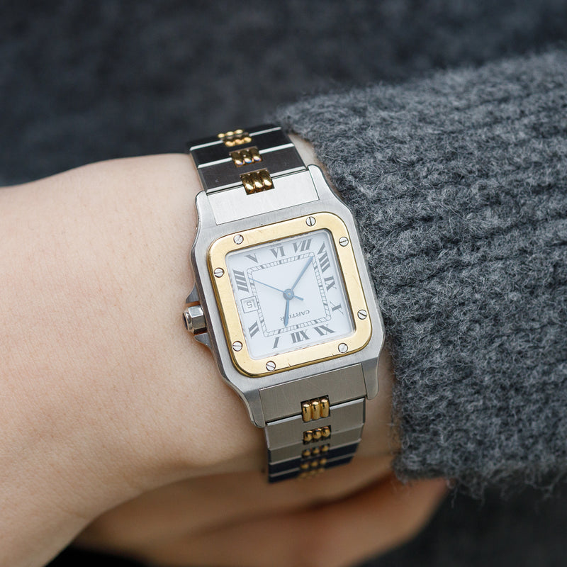 CARTIER LM Santos Ref.2961 AUTOMATIC Godron Bracelet MINT