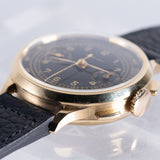 LONGINES Cal.13ZN Chronograph Black Gilt Dial 18K Yellow Gold