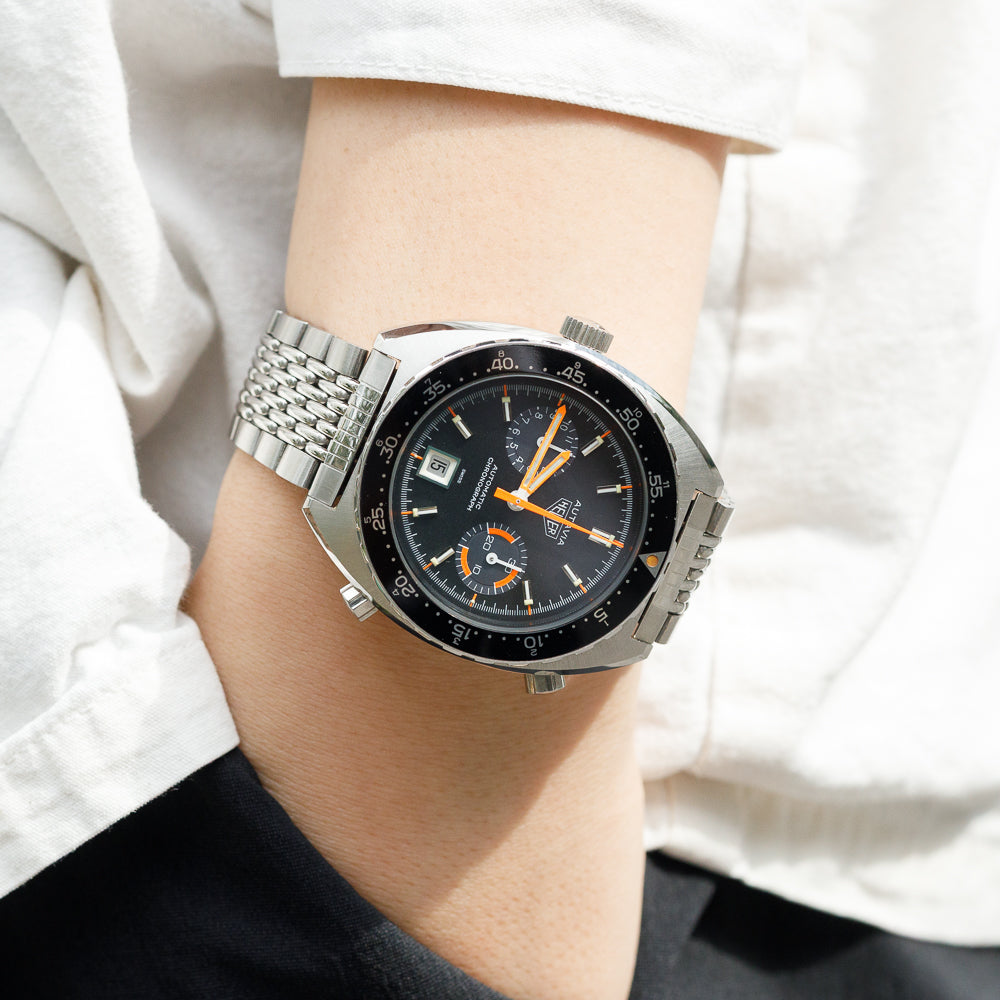 HEUER AUTAVIA Ref.11630 orange boy W.BOX NOS