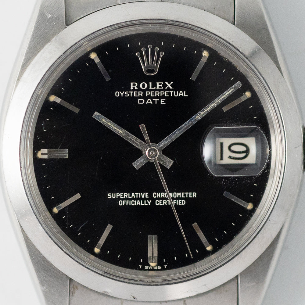 ROLEX OYSTER PERPETUAL DATE Ref.1500 Black Gilt Dial