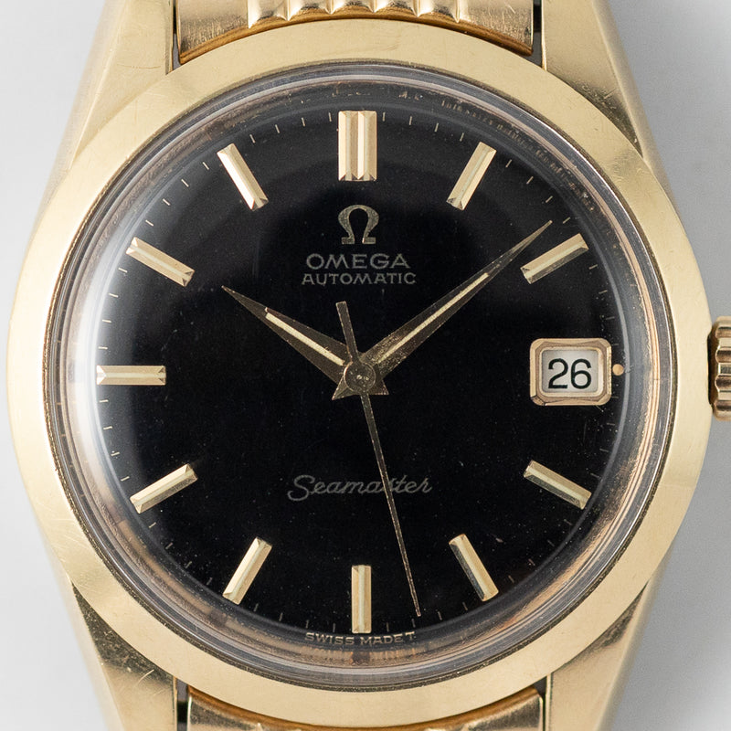 OMEGA Seamaster Ref.166.010 Gold Top Glossy Black Gilt Dial