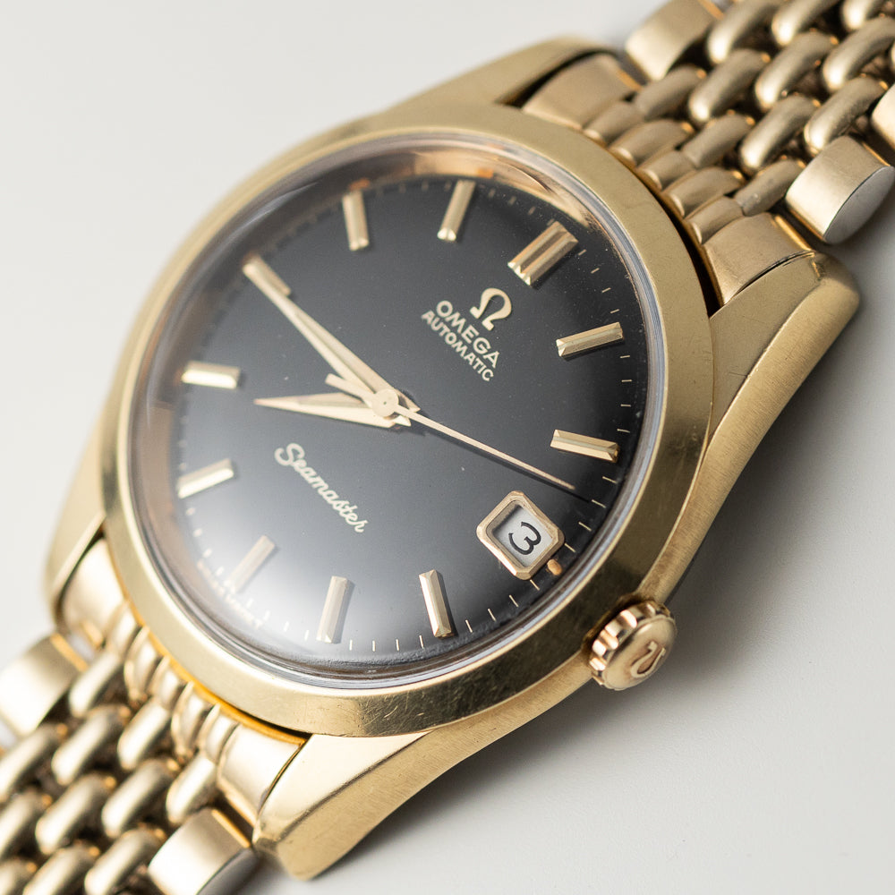OMEGA Seamaster Ref.166.010 Gold Top Glossy Black Gilt Dial