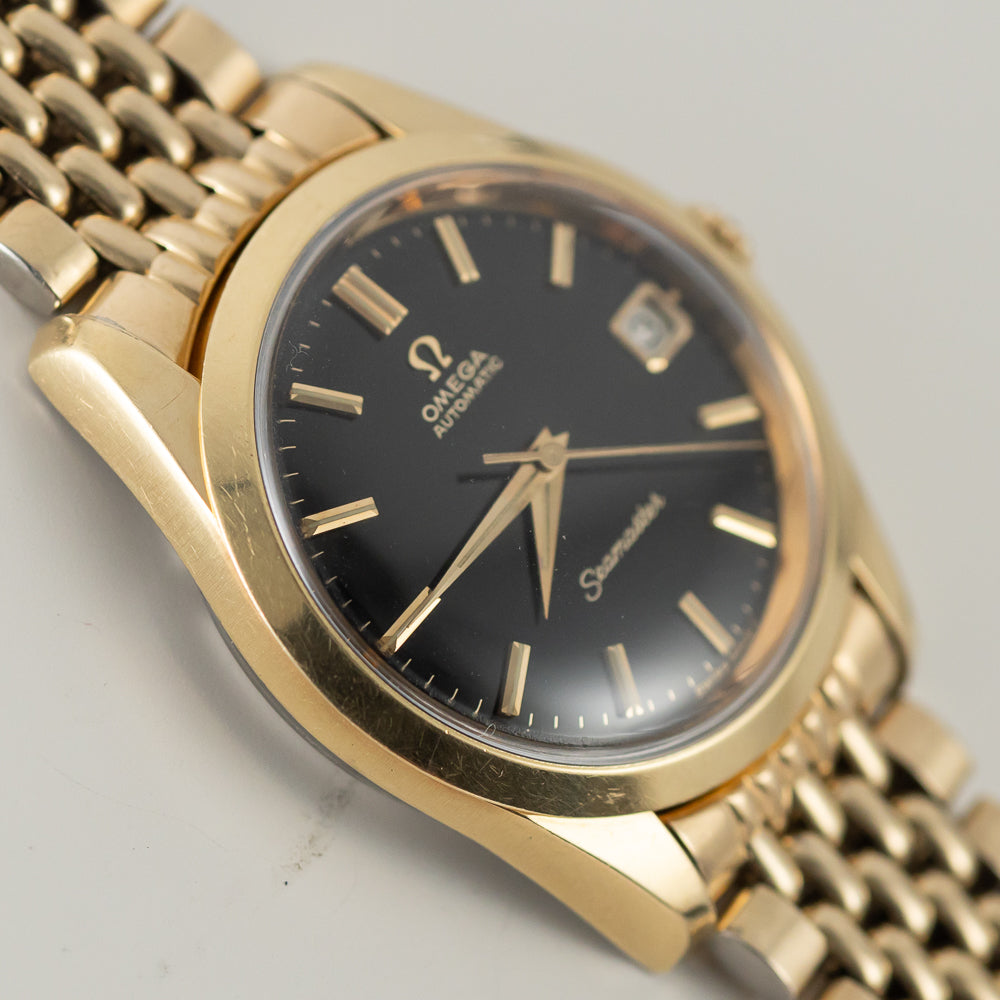 OMEGA Seamaster Ref.166.010 Gold Top Glossy Black Gilt Dial
