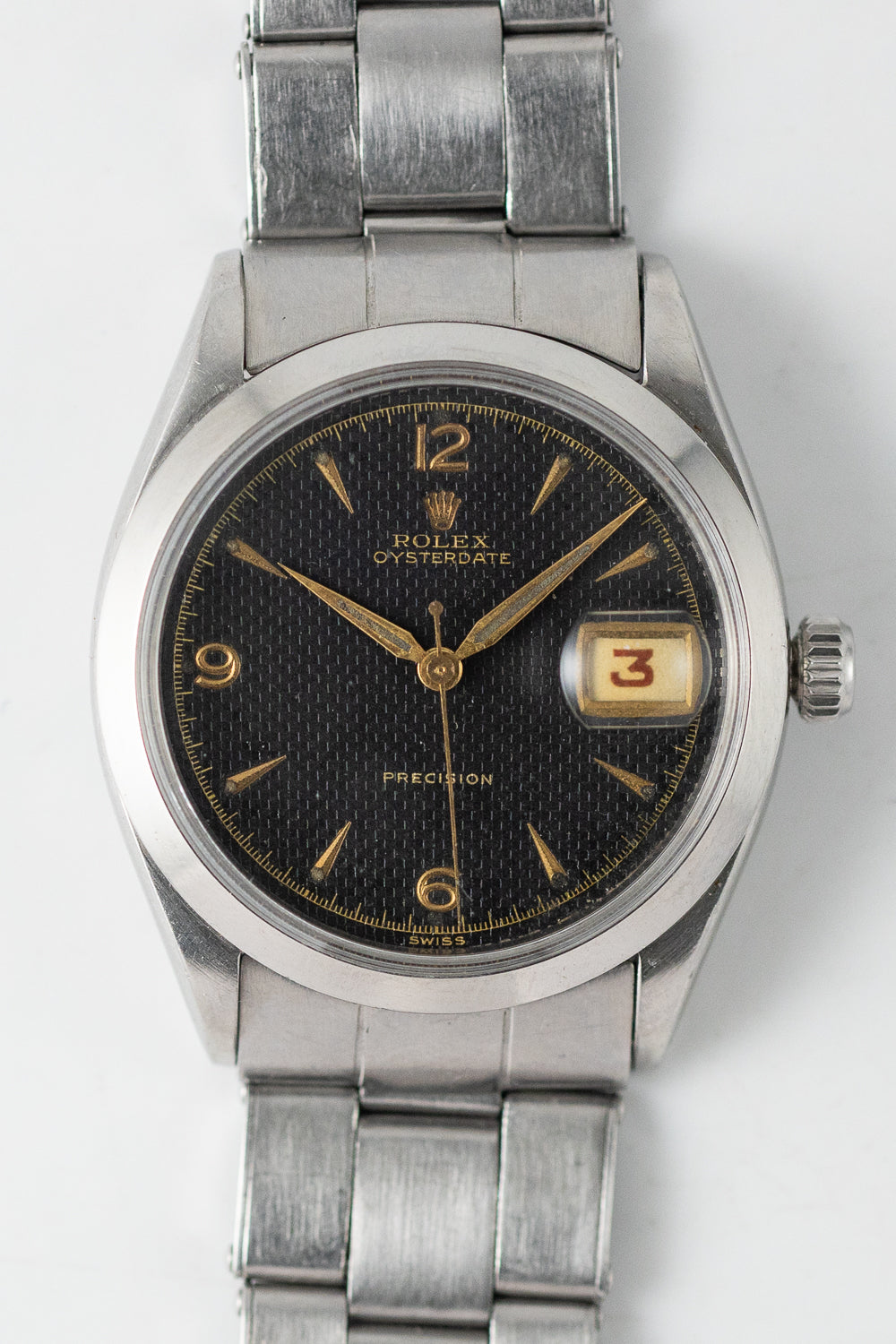 ROLEX OYSTERDATE Ref.6294 Black Honeycomb Dial with elastic Bracelet