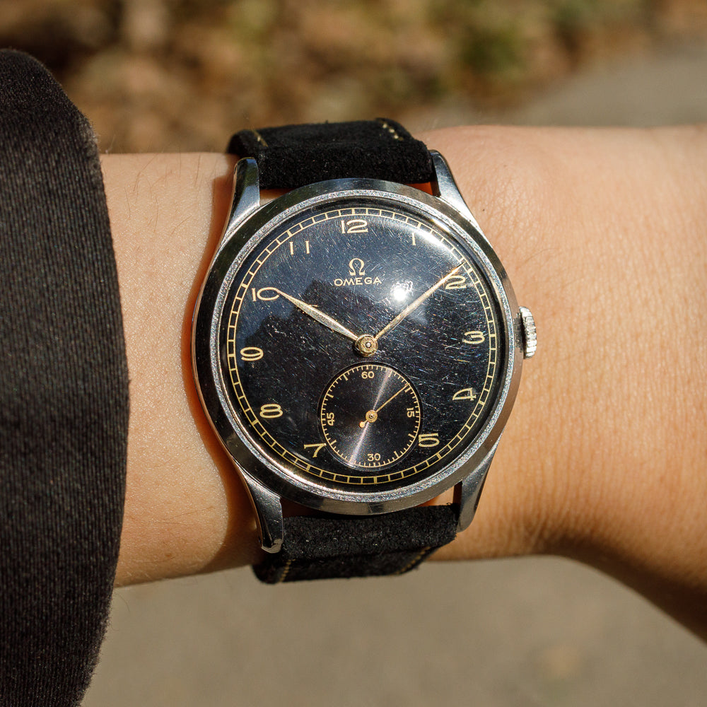 OMEGA Oversize 38mm Black Gilt dial Cal.30T1