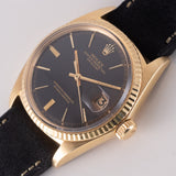 ROLEX DATEJUST Ref.1601 Tropical Black Gilt “Doorstop Dial” 18K Yellow Gold