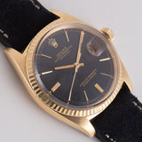 ROLEX DATEJUST Ref.1601 Tropical Black Gilt “Doorstop Dial” 18K Yellow Gold