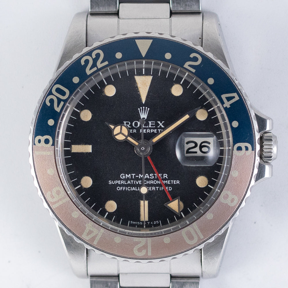 ROLEX GMT-MASTER Ref.1675 matte MK1 Fat font insert