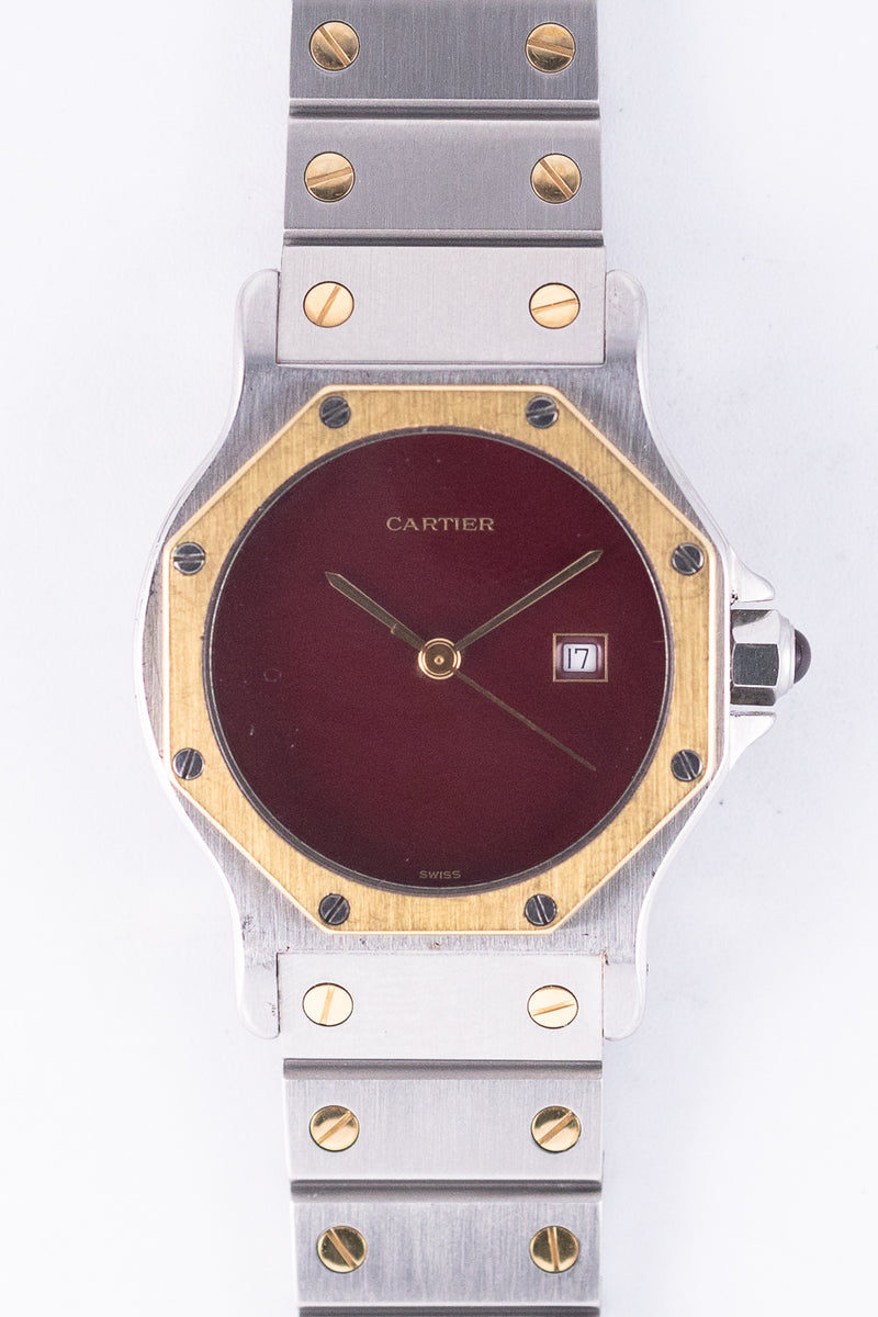 CARTIER LM SANTOS OCTAGON REF.2966  Burgundy